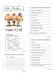 Verb be worksheets  English grammar printables for kids