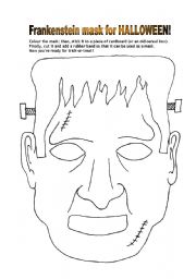 Frankenstein mask for Halloween - ESL worksheet by Sergio82