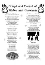 English Worksheet: Songs and Poems of Winter and Snowmen