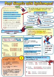 PAST SIMPLE WITH SPIDERMAN- GRAMMAR-GUIDE FOR TEENS! - 1 page(form and use)-