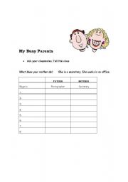 English Worksheet: My Busy Parents