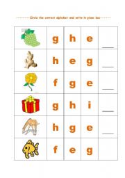 English Worksheet: CIRCLE and WRITE THE ALPHABET (gG)