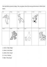 English worksheet: what is he/she doing? 1