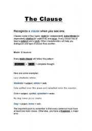 English Worksheet: The clause