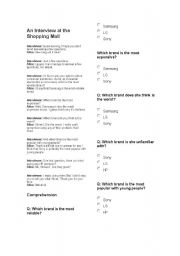 English Worksheet: Interview at a shopping center