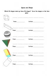 English Worksheet: Space and shape