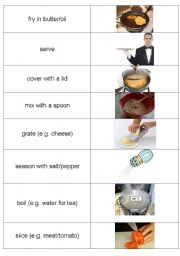 cooking vocabulary matching exercise