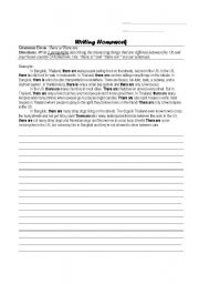 English worksheet: There is/There are Comparison Writing Prompt