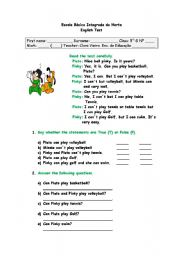 English Worksheet: Can/cant
