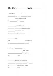English Worksheet: The Cure - Friday Im in Love (Song)