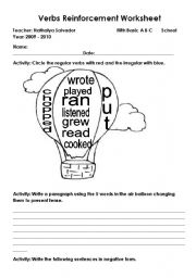 English Worksheet: Verbs Reinforcement