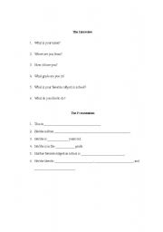 English Worksheet: Classmate Interview 