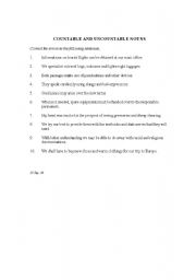 English Worksheet: Countable and Uncountable Nouns