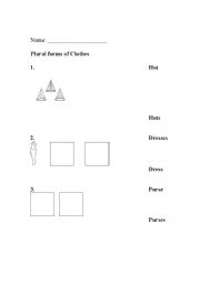 English Worksheet: Plural forms on the subject of clothes