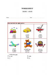 English worksheet: worksheet of toys 