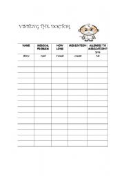 English worksheet: Doctors Role Play Sheet