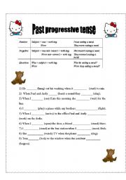 English Worksheet: Past progressive tense 