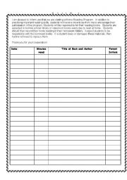 English worksheet: Read and Record