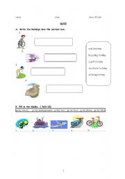 English worksheet: holidays