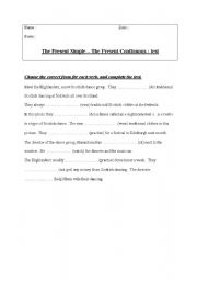 English Worksheet: Present Simple and continuous