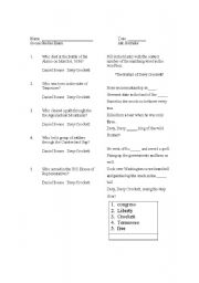 English worksheet: Crockett and Boone test