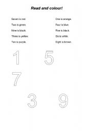 English Worksheet: Colour the numbers!