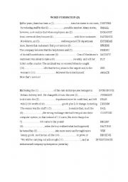 English Worksheet: word formation (3) with answers FCE