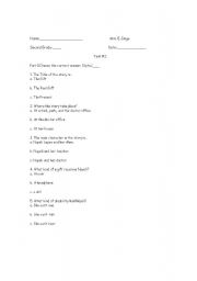 English Worksheet: Test from the story 