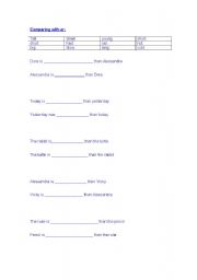 English worksheet: Exercises Compaartive and superlative