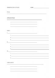 English worksheet: Presentation Outline: 3-3