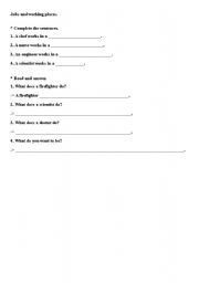 English worksheet: jobs and working places 