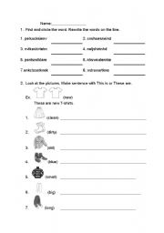 English worksheet: This These practice and prepositions