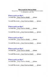 English Worksheet: Asking for Food Items