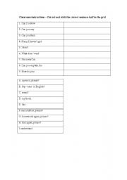 English Worksheet: classroom phrases cut and match