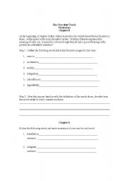 English worksheets: Chocolate Touch vocabulary chapters 8 and 9