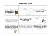 English Worksheet: Reading Think Tac Toe