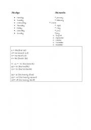 English worksheet: Days and months + dates