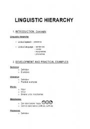 English worksheet: linguistic hierarchy