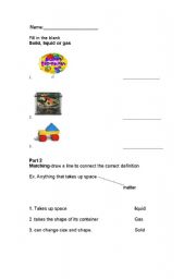 English worksheet: solid, liquid and gas