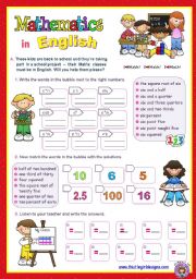 Mathematics in English  -  Fun with Numbers for Upper Elementary and Lower Intermediate students