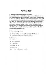English worksheet: Writting test for primary students