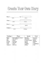 English Worksheet: Create Your Own Story