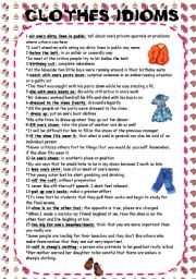 Common Clothes Idioms - ESL worksheet by rose95