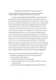 English worksheet: Worksheet on the past perfect and the past perfect progressive