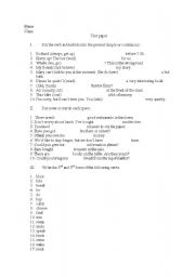 English worksheet: verb tenses test