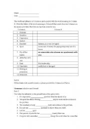 English worksheet: Vocabulary, infinitive and gerund