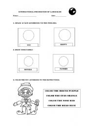 English Worksheet: faces and colors