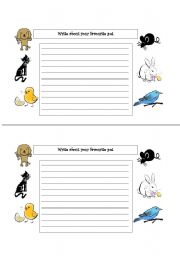 English worksheet: Write about your favourite pet