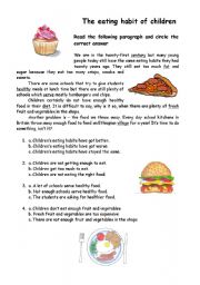 English Worksheet: The eating habit of children