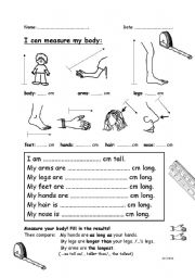 English Worksheet: I can measure my body